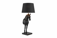 BLACK BEAUTY Extravagante Tischlampe 75cm schwarz gold Pferde-Skulptur