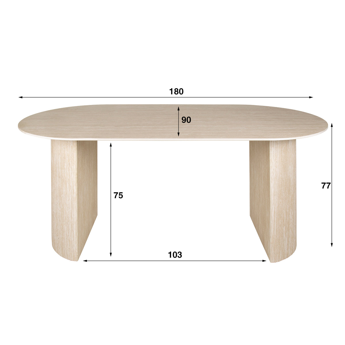 ROMANO ARCH Esstisch oval Keramik beige Travertinoptik 180cm