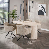 ROMANO ARCH Esstisch oval Keramik beige Travertinoptik 180cm