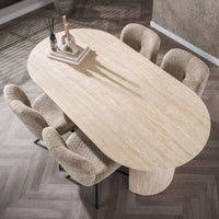 ROMANO ARCH Esstisch oval Keramik beige Travertinoptik 180cm