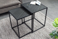 MOUNTAIN SOUL Quadratisches 2er Set Beistelltische 60cm schwarz Naturstein Metall