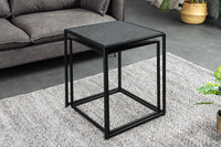 MOUNTAIN SOUL Quadratisches 2er Set Beistelltische 60cm schwarz Naturstein Metall
