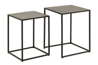 MOUNTAIN SOUL Quadratisches 2er Set Beistelltische 60cm schwarz Naturstein Metall