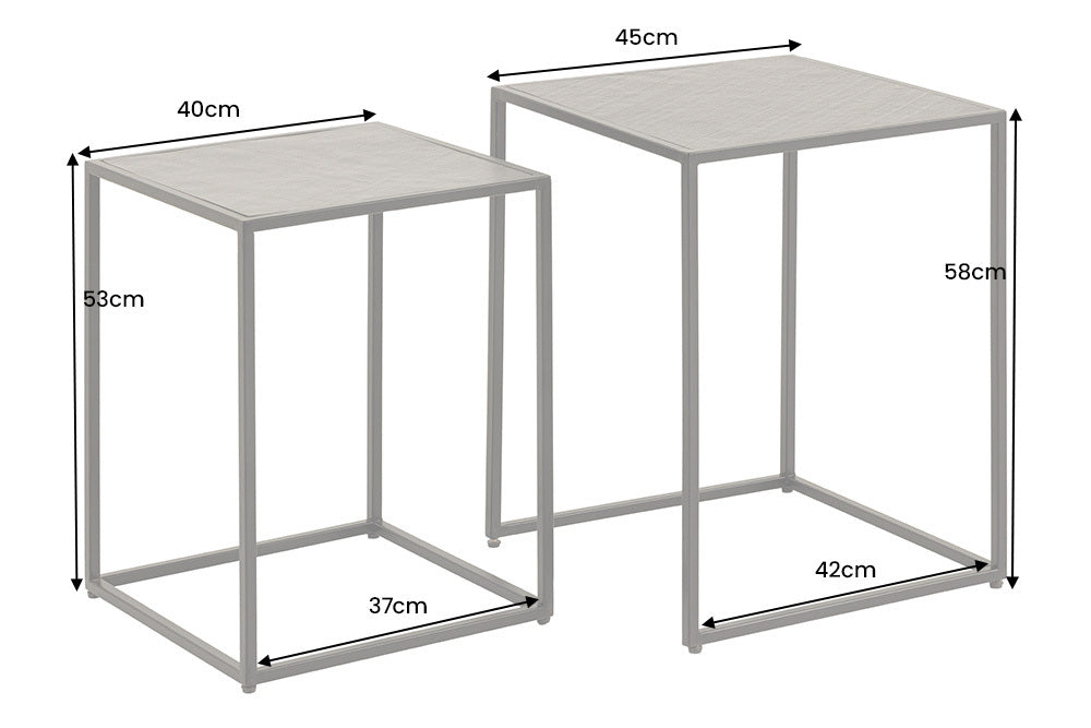 MOUNTAIN SOUL Quadratisches 2er Set Beistelltische 60cm schwarz Naturstein Metall