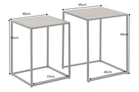 MOUNTAIN SOUL Quadratisches 2er Set Beistelltische 60cm schwarz Naturstein Metall