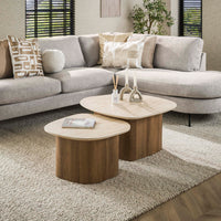 Couchtisch Romano Kiesel Set aus 2 / Keramik travertin