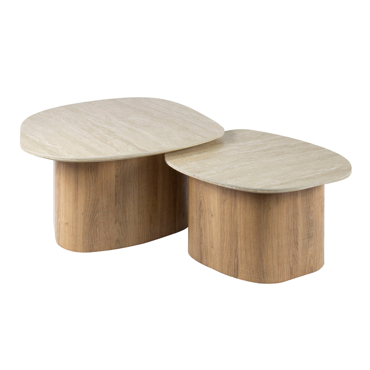 Couchtisch Romano Kiesel Set aus 2 / Keramik travertin
