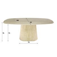 CENTRO Esstisch dänisch oval Keramik 180cm Travertinoptik