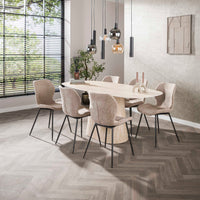 CENTRO Esstisch dänisch oval Keramik 180cm Travertinoptik