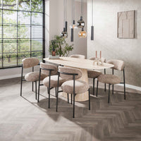 CENTRO Esstisch dänisch oval Keramik 180cm Travertinoptik
