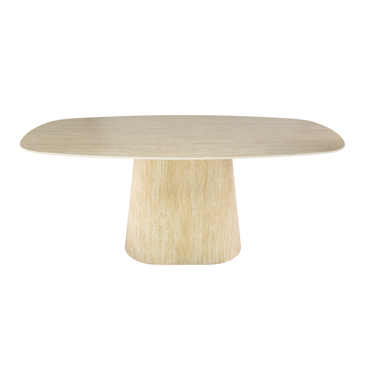 CENTRO Esstisch dänisch oval Keramik 180cm Travertinoptik