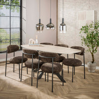 ROMANO CROSS Esstisch 180cm dänisch oval / 3D Keramik travertin