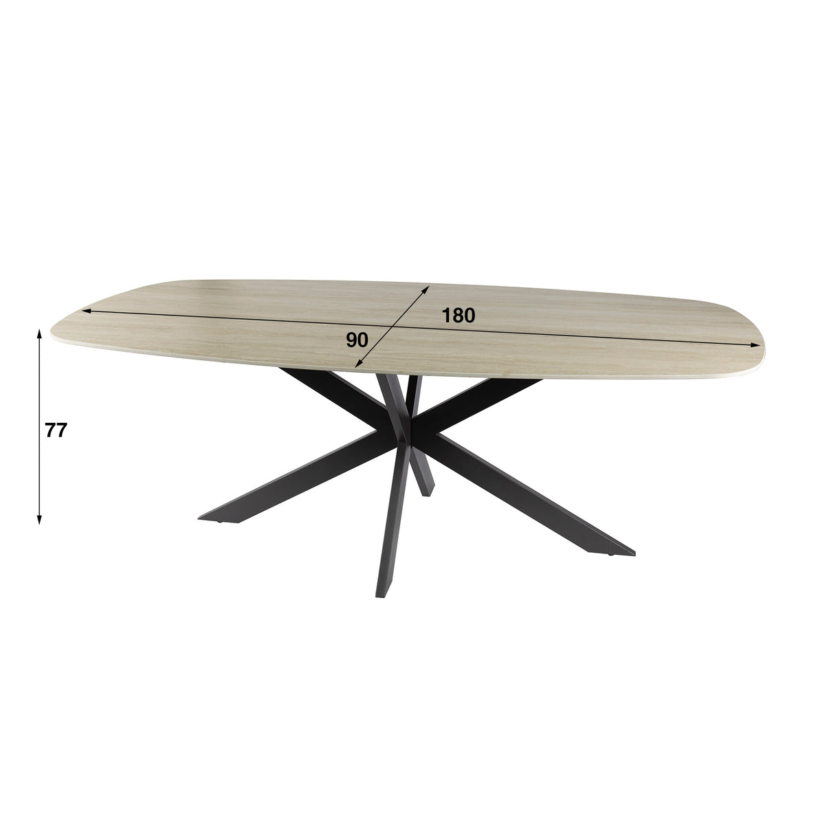 ROMANO CROSS Esstisch 180cm dänisch oval / 3D Keramik travertin
