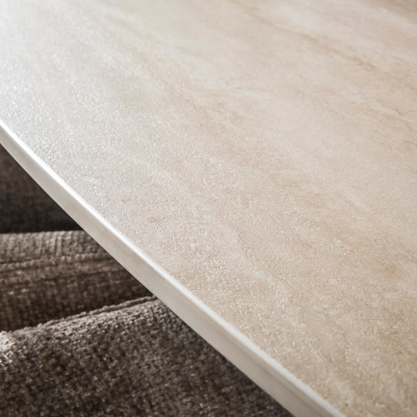 ROMANO CROSS Esstisch 180cm dänisch oval / 3D Keramik travertin