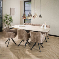 ROMANO CROSS Esstisch 215cm dänisch oval / 3D Keramik travertin