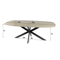 ROMANO CROSS Esstisch 215cm dänisch oval / 3D Keramik travertin