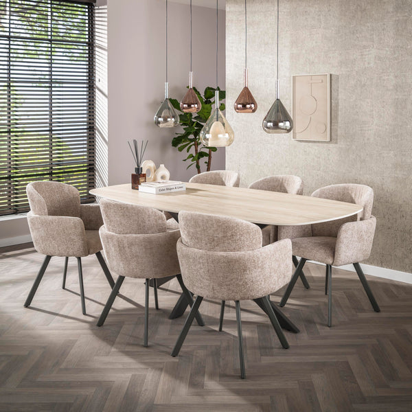 ROMANO CROSS Esstisch 215cm dänisch oval / 3D Keramik travertin