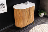 TRES CHIC  Massives Sideboard  75cm braun Mangoholz weiß Marmor gold Metall