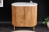 TRES CHIC  Massives Sideboard  75cm braun Mangoholz weiß Marmor gold Metall