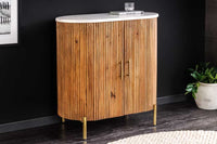 TRES CHIC  Massives Sideboard  75cm braun Mangoholz weiß Marmor gold Metall