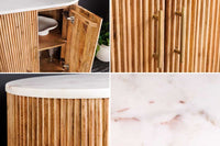TRES CHIC  Massives Sideboard  75cm braun Mangoholz weiß Marmor gold Metall