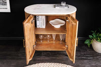 TRES CHIC  Massives Sideboard  75cm braun Mangoholz weiß Marmor gold Metall