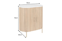 TRES CHIC  Massives Sideboard  75cm braun Mangoholz weiß Marmor gold Metall