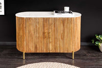 TRES CHIC Massives Sideboard 105cm braun Mangoholz weiß Marmor gold Metall
