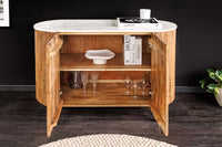 TRES CHIC Massives Sideboard 105cm braun Mangoholz weiß Marmor gold Metall