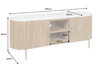 TRES CHIC Massives TV-Board 140cm braun Mangoholz weiß Marmor mit viel Stauraum