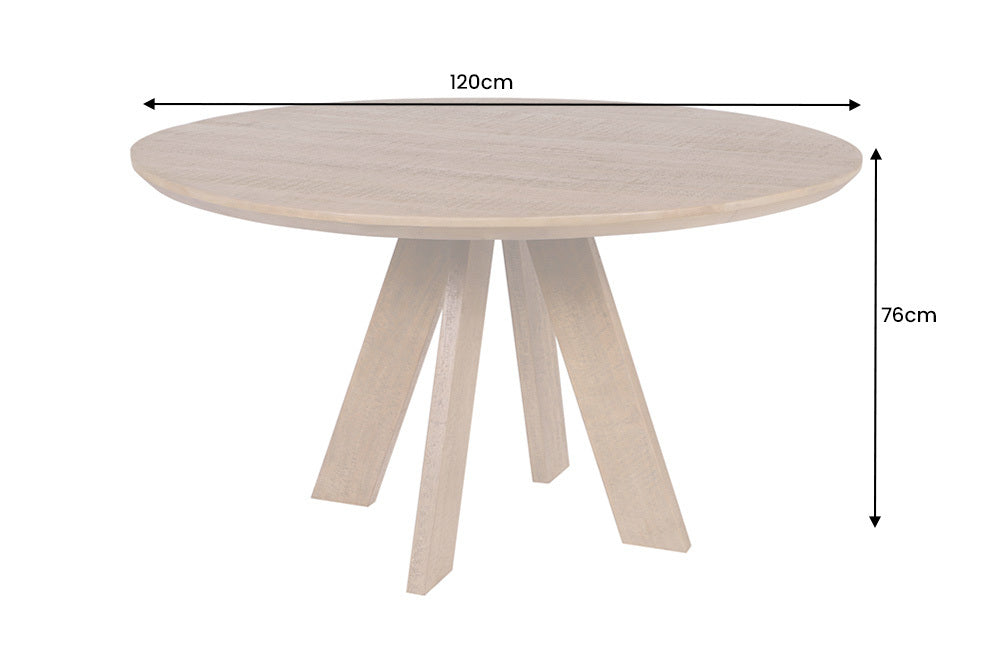 ART WOOD Runder Esstisch 120cm braun massiv Mangoholz