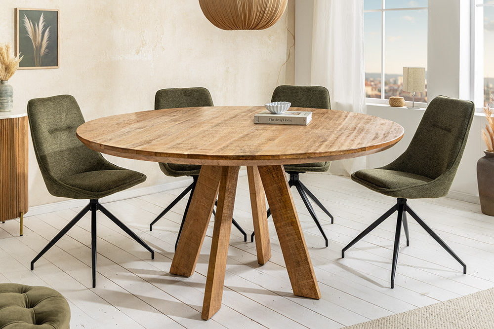 ART WOOD Runder Esstisch 140cm braun massiv Mangoholz