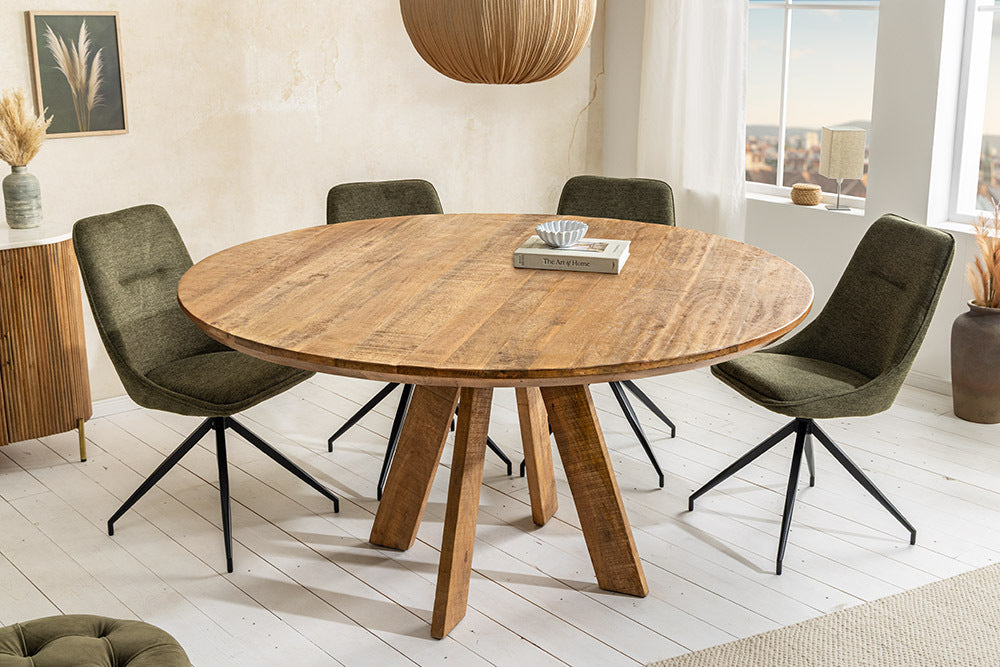 ART WOOD Runder Esstisch 140cm braun massiv Mangoholz