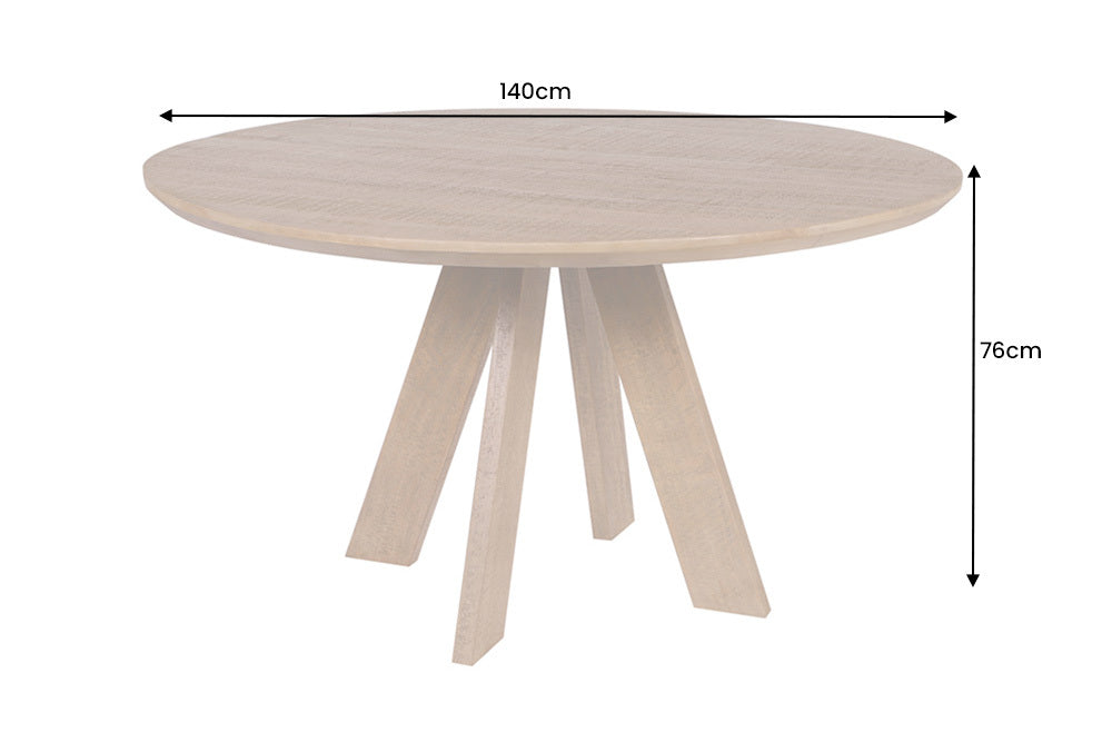 ART WOOD Runder Esstisch 140cm braun massiv Mangoholz