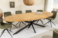 GALAXIE Massiver Esstisch 240cm braun Mangoholz oval schwarz Eisen Sterngestell
