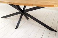 GALAXIE Massiver Esstisch 240cm braun Mangoholz oval schwarz Eisen Sterngestell