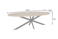 GALAXIE Massiver Esstisch 240cm braun Mangoholz oval schwarz Eisen Sterngestell