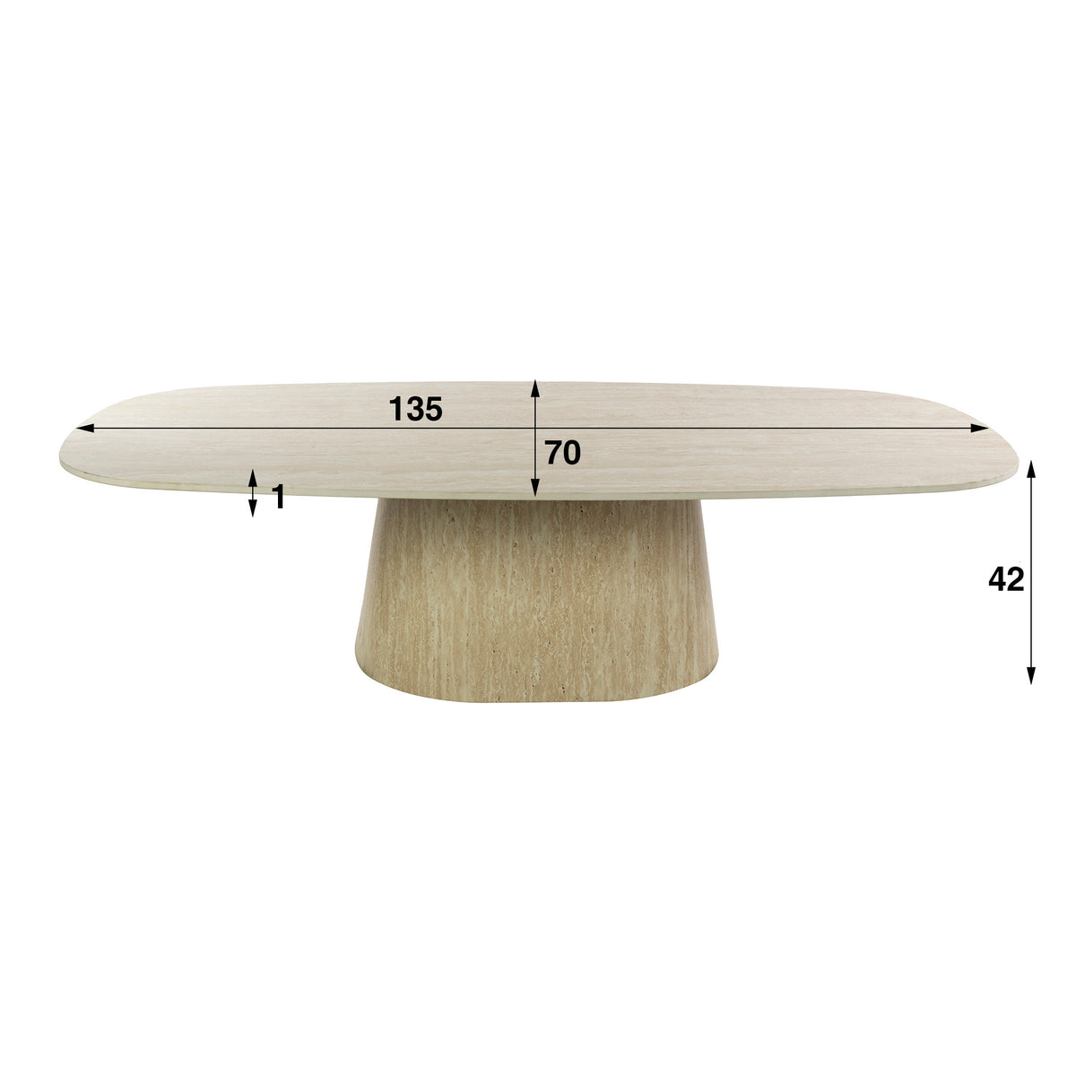 Couchtisch Centro 135cm / 3D Keramik travertin