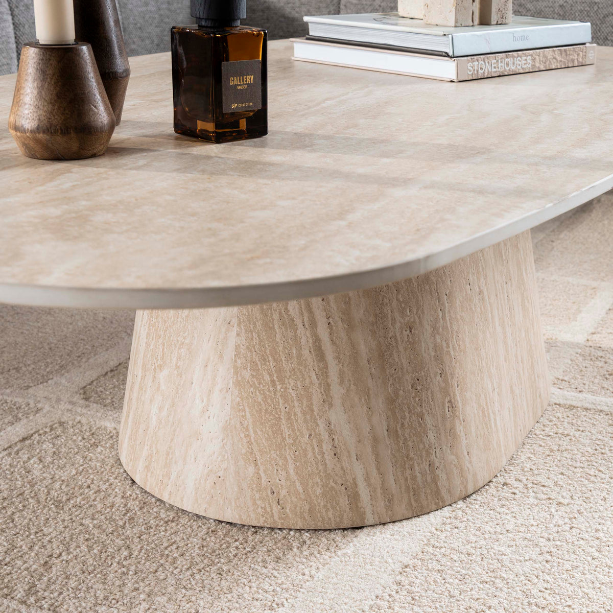 Couchtisch Centro 135cm / 3D Keramik travertin