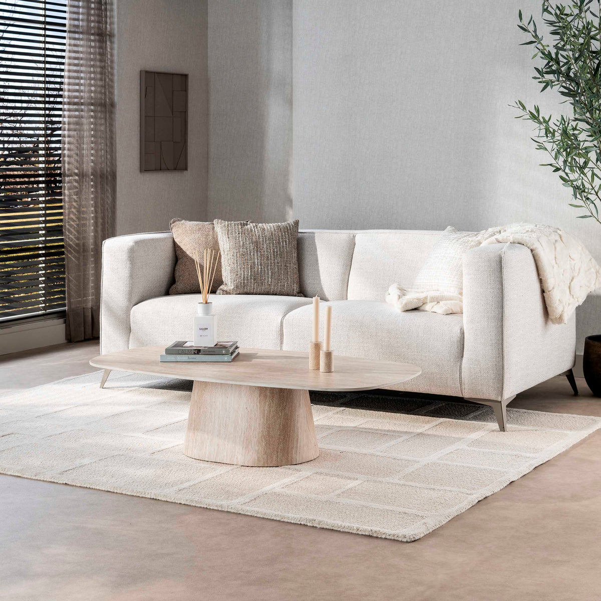 Couchtisch Centro 135cm / 3D Keramik travertin