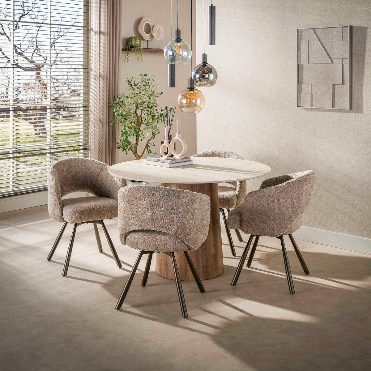 ROMANO CENTRO Esstisch rund Ø120cm / 3D Keramik travertin