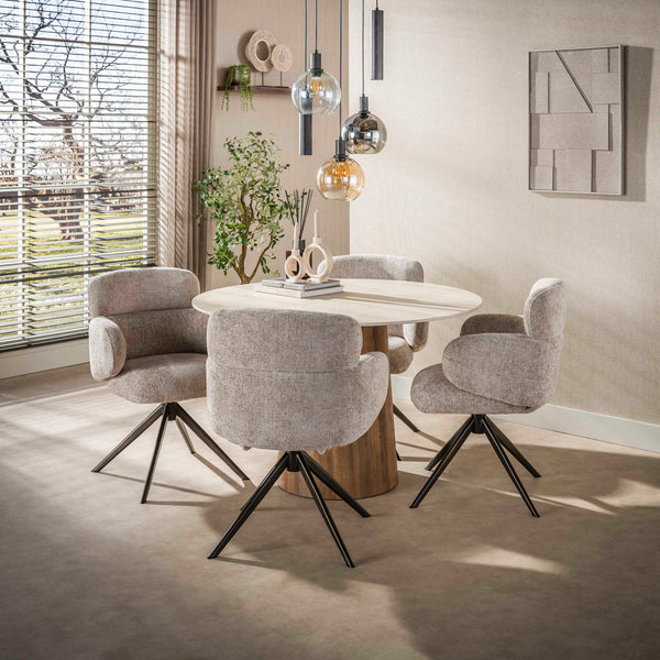 ROMANO CENTRO Esstisch rund Ø120cm / 3D Keramik travertin