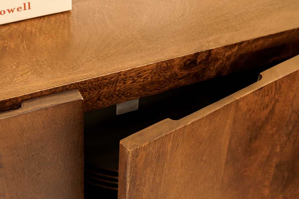 BRASIL Quadratisches Lowboard 75cm braun Mango Massivholz zwei Fächer Schrank