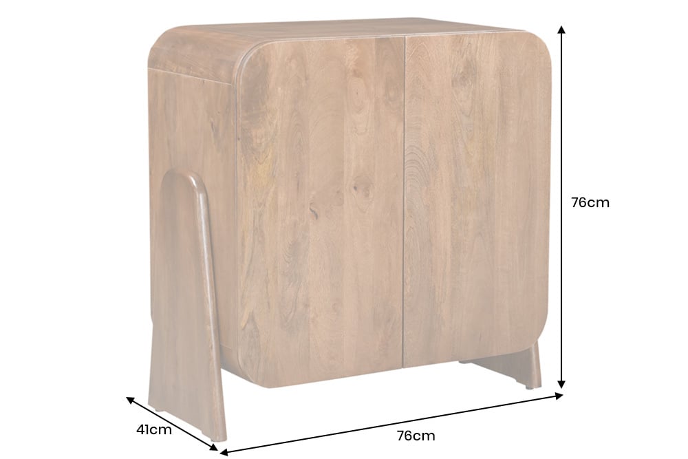 BRASIL Quadratisches Lowboard 75cm braun Mango Massivholz zwei Fächer Schrank