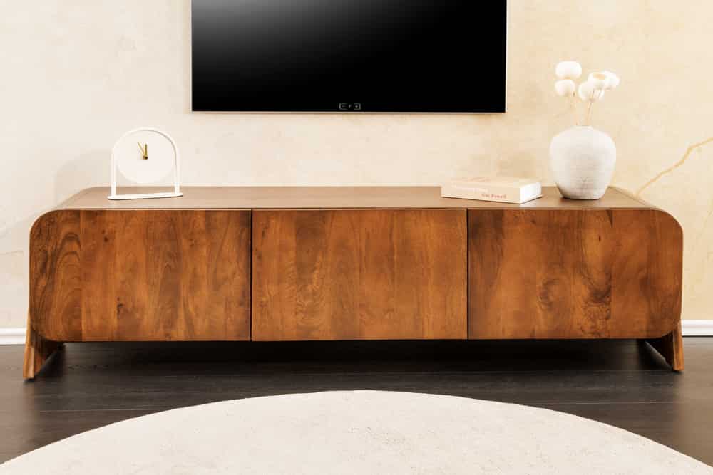 BRASIL Massives TV-Board 160cm braun Mangoholz drei Fächer Lowboard