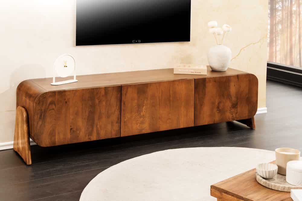 BRASIL Massives TV-Board 160cm braun Mangoholz drei Fächer Lowboard
