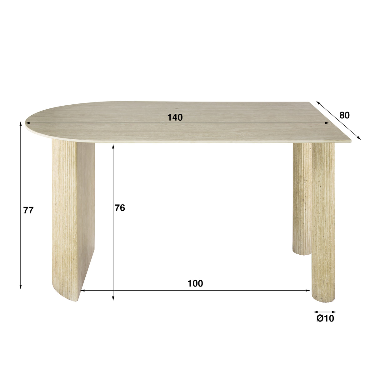 ROMANO ARCH Esstisch 1-side 140cm beige Keramik  Travertinoptik