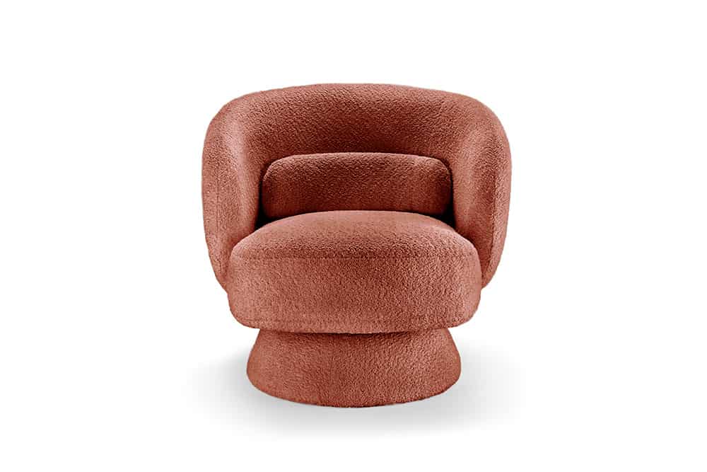 BOSSA NOVA Drehbarer Design Sessel 80cm Bouclé
