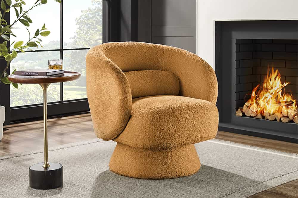 BOSSA NOVA Drehbarer Design Sessel 80cm Bouclé – Sitheim