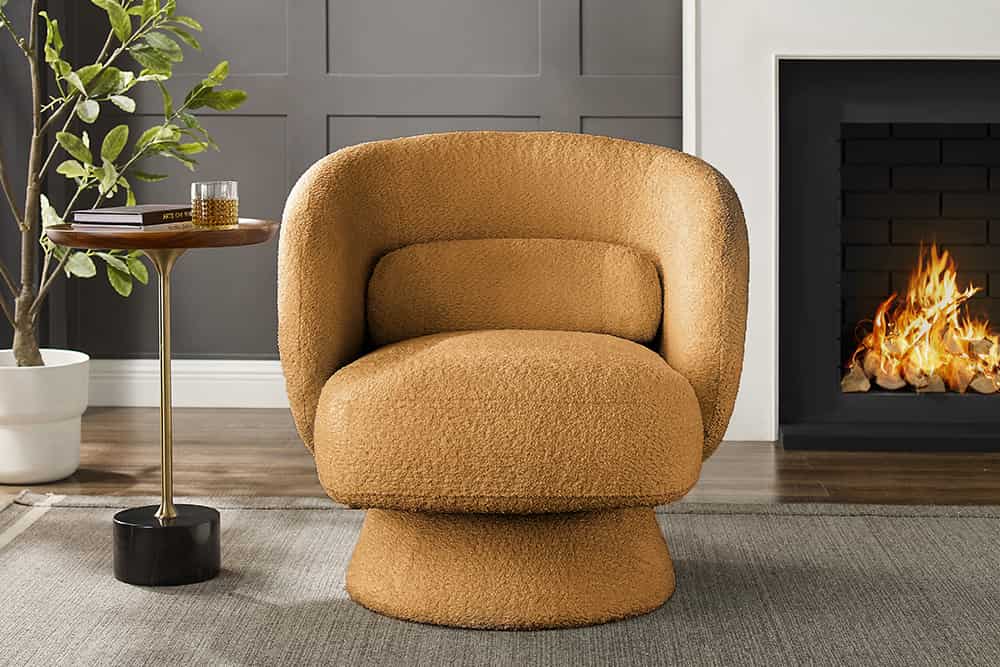 BOSSA NOVA Drehbarer Design Sessel 80cm Bouclé